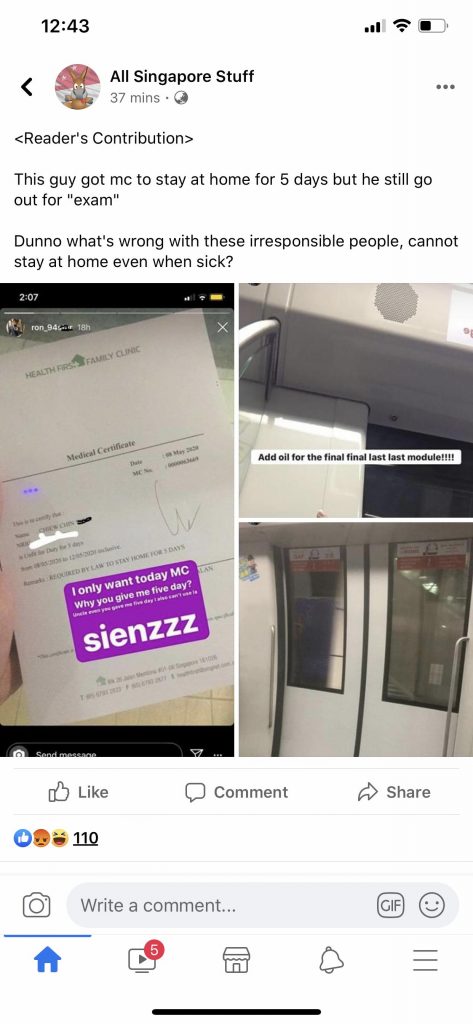 Man violated 5-day MC and posted it on Instagram - Alvinology
