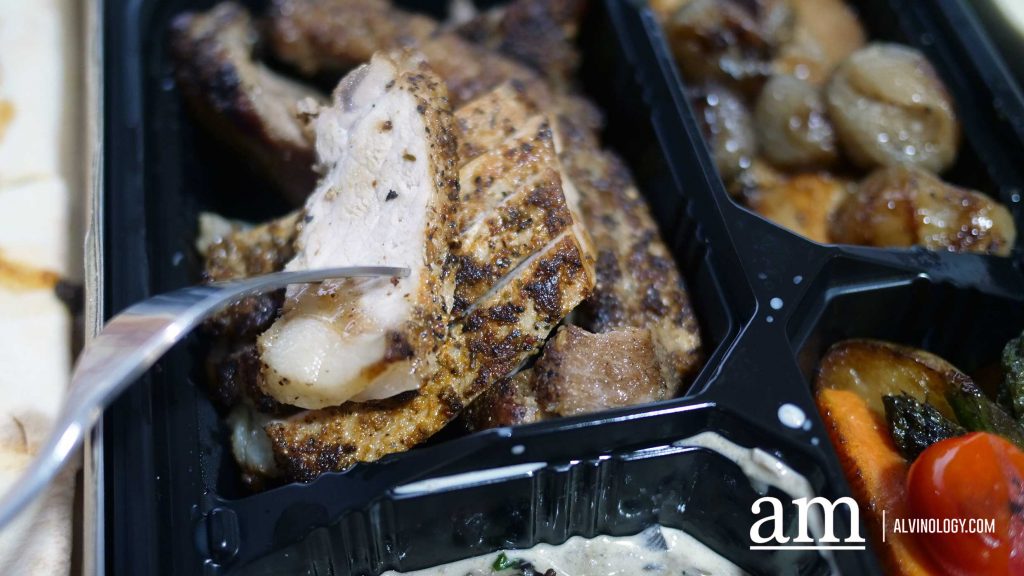 Grilled Pork Chop- Pork belly with braised onions | roasted vegetables | mushroom sauce