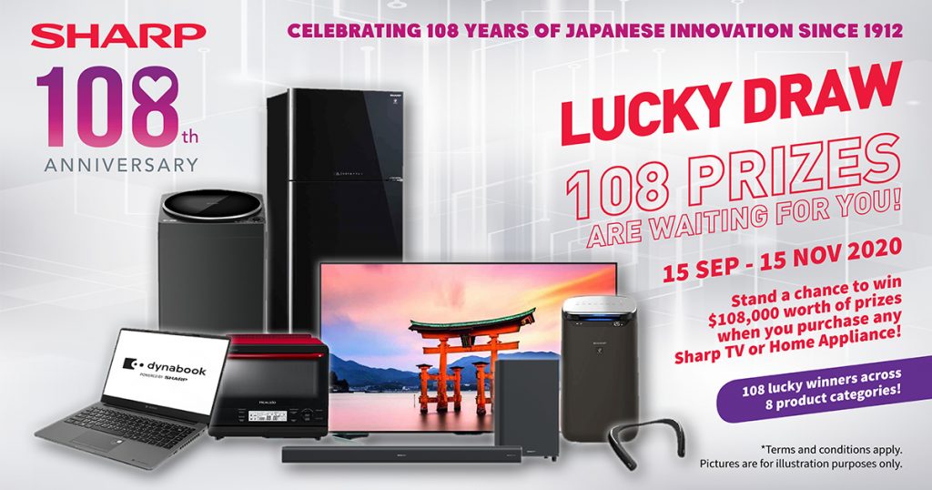 108 winners, $108k worth of prizes! Join SHARP Singapore’s Lucky Draw and be one of the lucky winners! - Alvinology