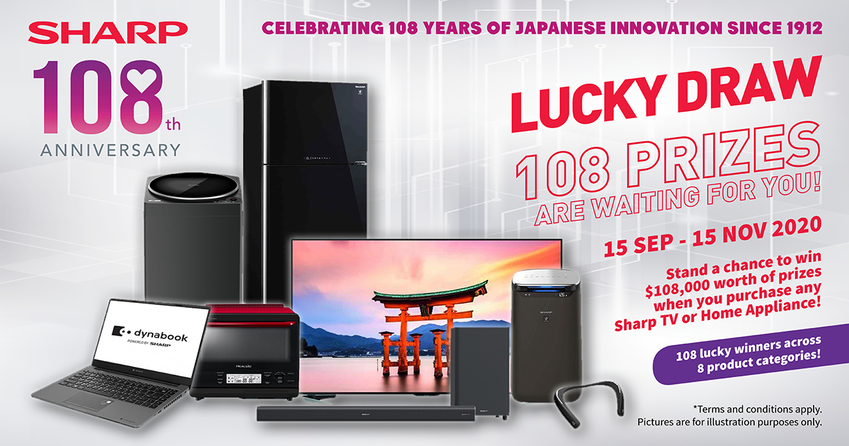 108 winners, $108k worth of prizes! Join SHARP Singapore’s Lucky Draw and be one of the lucky winners! - Alvinology