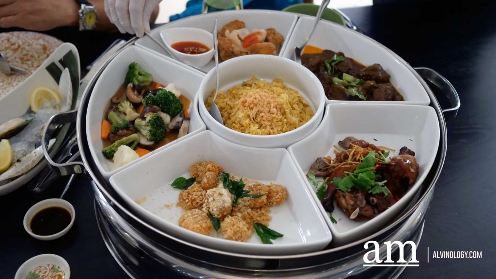 Main dishes served in a distinctive silverware