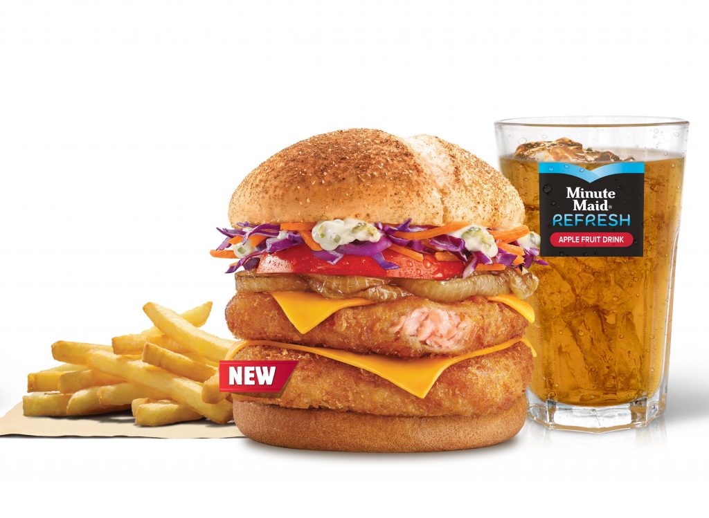 Celebrate the royal arrival of Burger King’s Double Ultimate Salmon Burger - Salmon pink patties layered with cheese, caramelized onions, juicy tomato, and more! - Alvinology