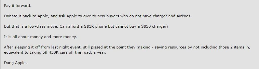 Singaporean netizens bash iPhone 12 for lack of charger in box Singaporean netizens bash iPhone 12 for lack of charger in box - Alvinology