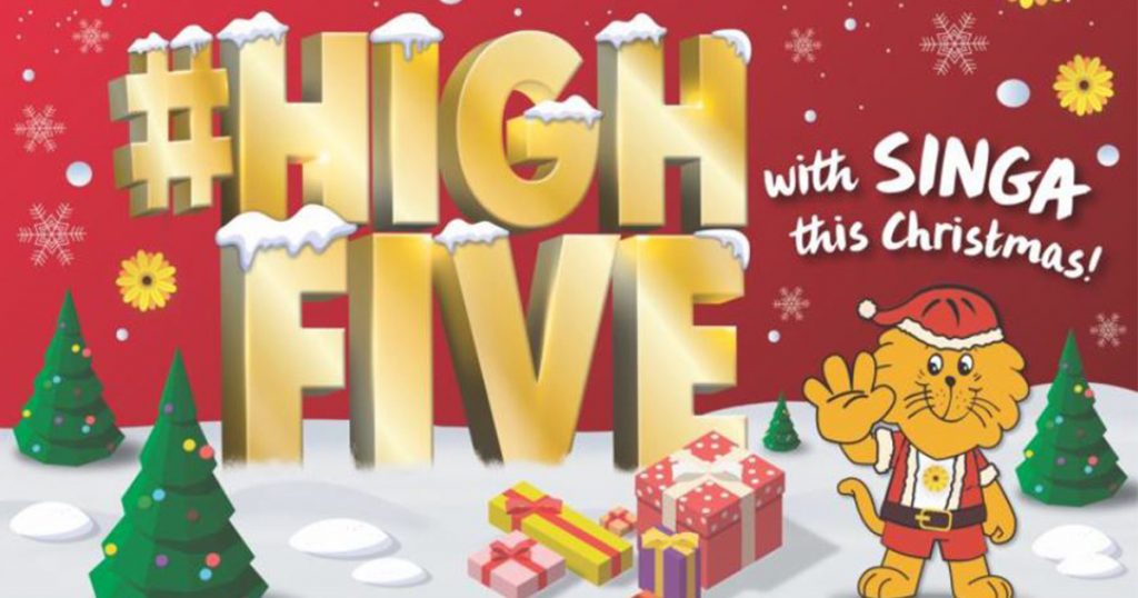 Give Singa the Kindness Lion a high five and help spread kindness! Waterway Point will donate a 5kg bag of rice to needy families if you do so! - Alvinology