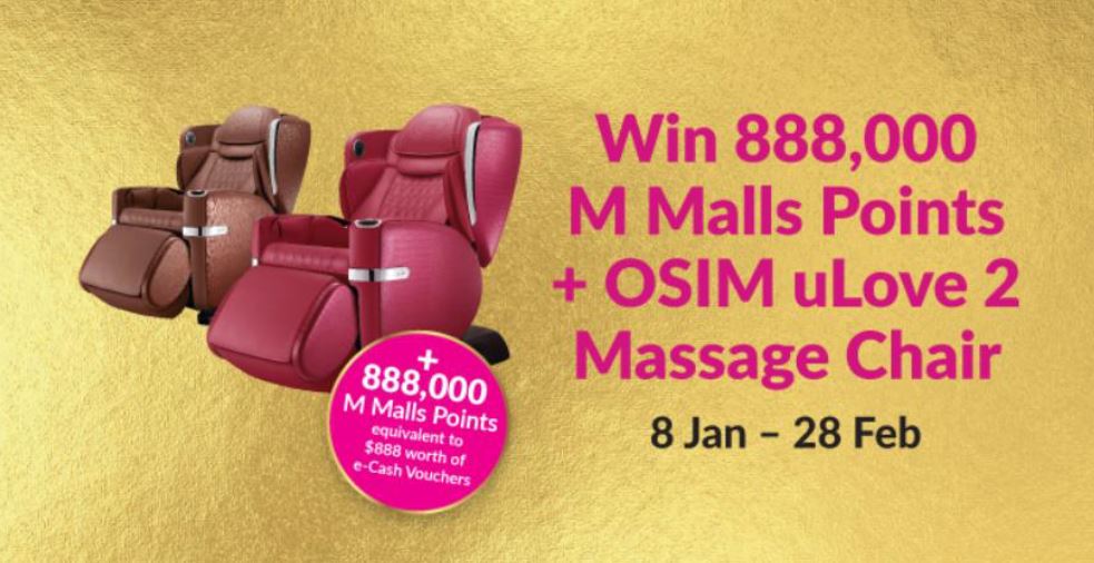 [LUCKY DRAW] Shop at Jurong Point today and be rewarded with 888,000 M Points and an OSIM uLove 2 Massage Chair! - Alvinology