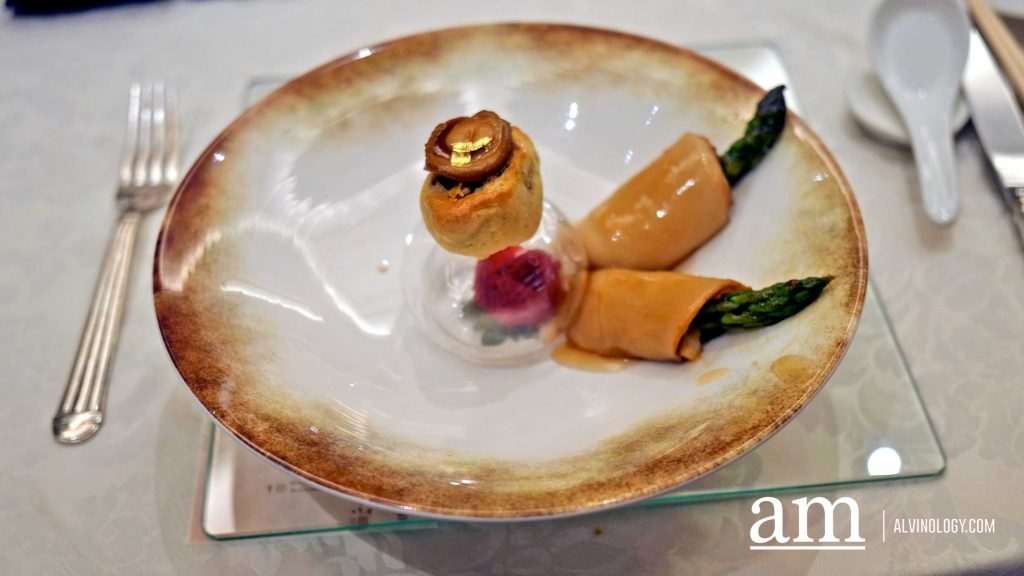 Abalone Ingot Pastry - sliced abalone rolled with asparagus 