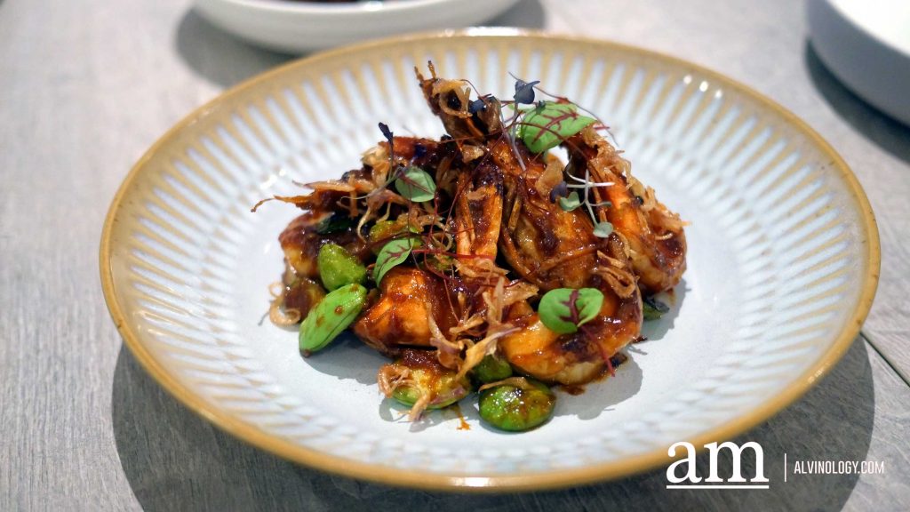 Assam Ko Prawn, pan-seared marinated prawns with concentrated tamarind juices - $28 to $36