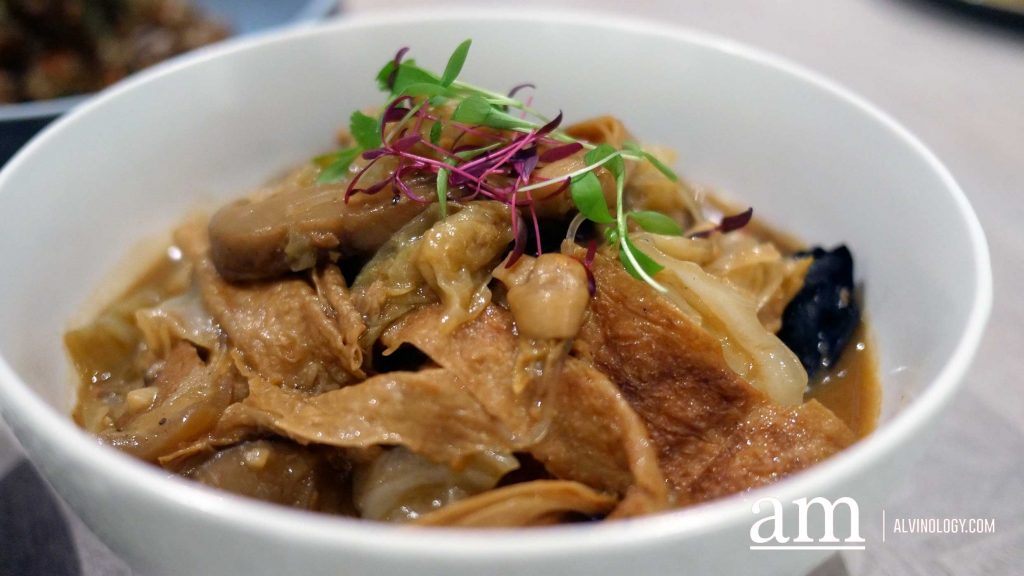 Nyonya Chap Chye, braised cabbage, mushroom, black fungus, dried lily buds, beancurd skin, pork belly with prawn broth and soybean paste - $15