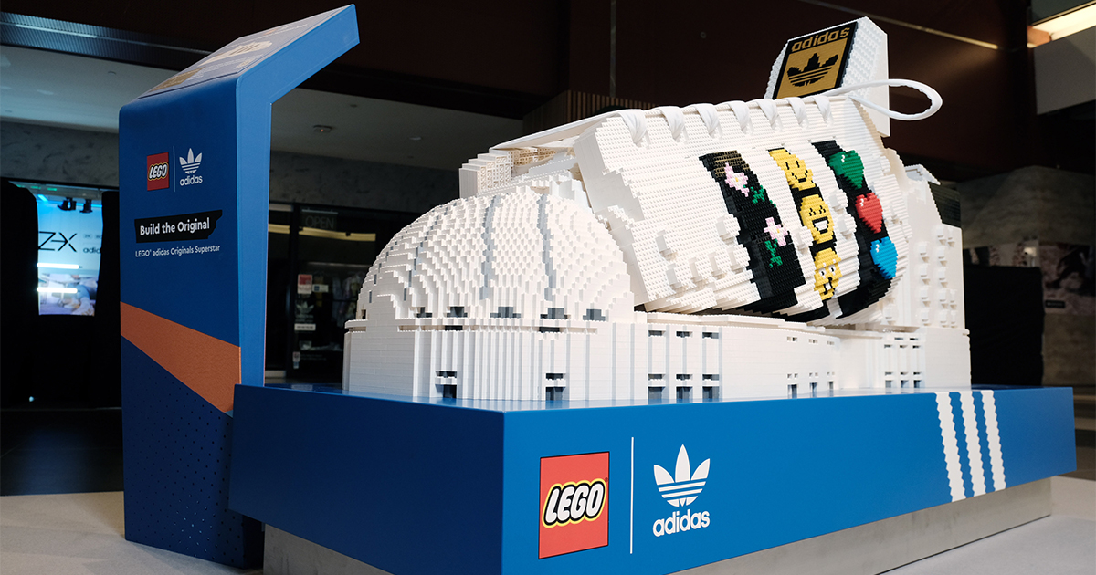 LEGO builds a giant LEGO adidas Original Superstar showcasing at Bugis+, Vivocity, and Suntec City - Alvinology