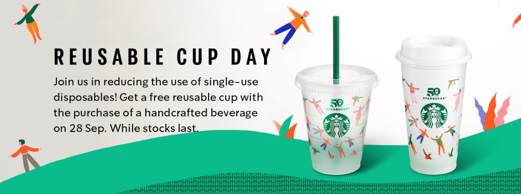 Starbucks offers free 50th anniversary reusable cup when you buy any handcrafted beverage on 28 September - Alvinology