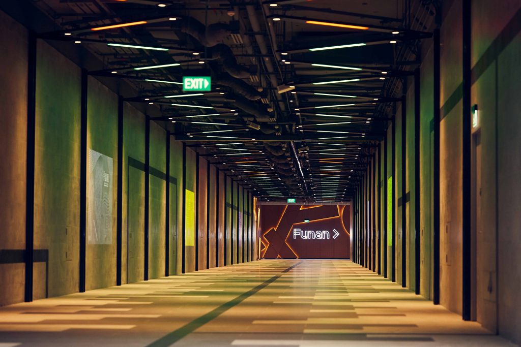 Funan launches new Underground Pedestrian Link; 100 metre of industrial chic elements echoing Funan’s design - Alvinology