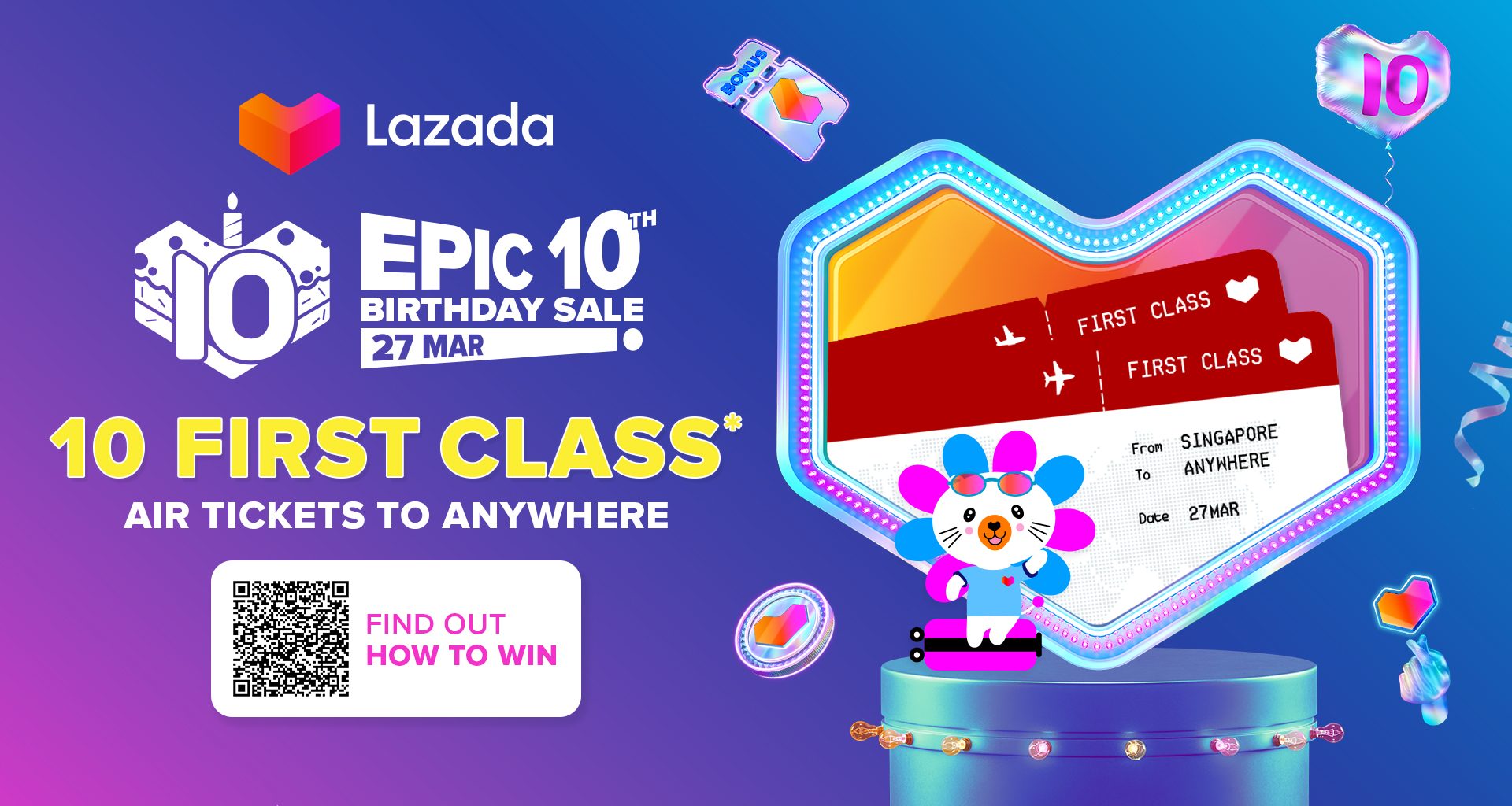 Lazada is giving away 10 First Class Tickets to Anywhere in the World this March! Start collecting your Golden Tickets today! - Alvinology