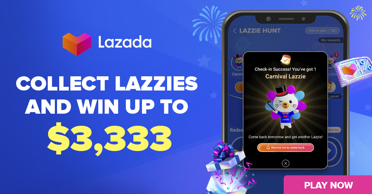 Lazada dares you to Hunt for the 5 Lazzies and be rewarded with up to $3,333 rebate, Samsung Galaxy Z Flip3, or a Razer gaming chair! - Alvinology
