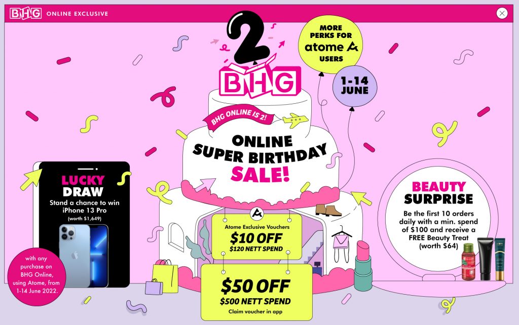 BHG Online Super Birthday Sale – Enjoy up to 70% OFF from your favourite brands and a chance to win an iPhone 13 Pro! - Alvinology