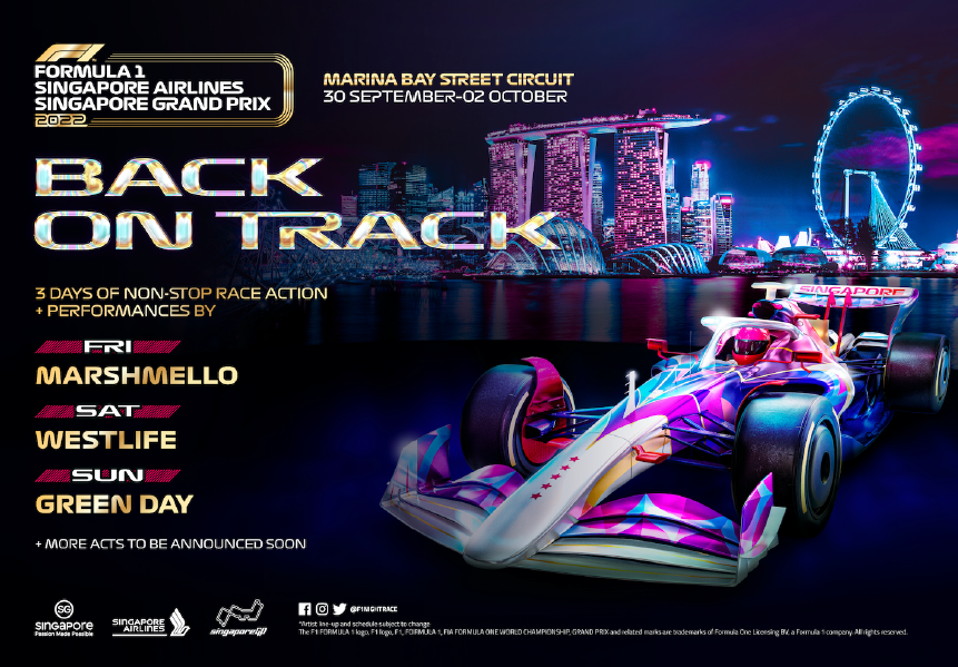 Marshmello, Westlife, Green Day among the entertainment line-up at the Formula 1 Singapore Airlines Singapore Grand Prix 2022 - Alvinology