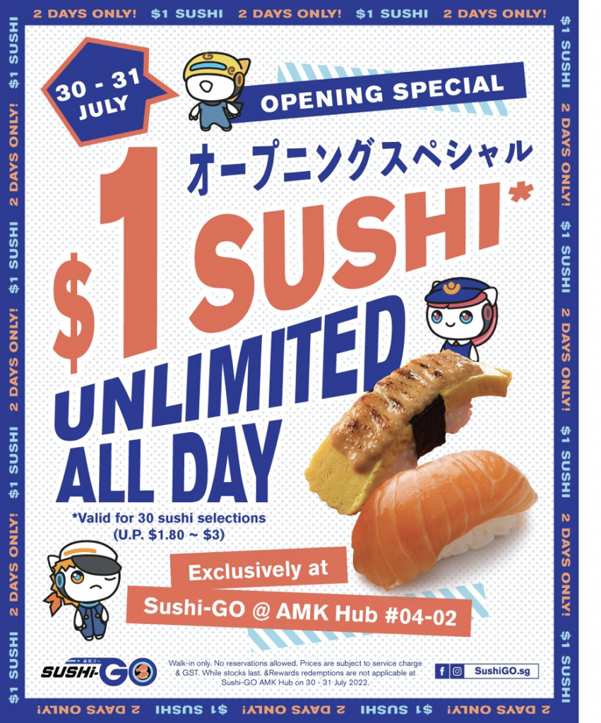 $1 Sushi Promo at Sushi-GO’s New AMK Hub outlet: Valid for 30 sushi types! - Alvinology