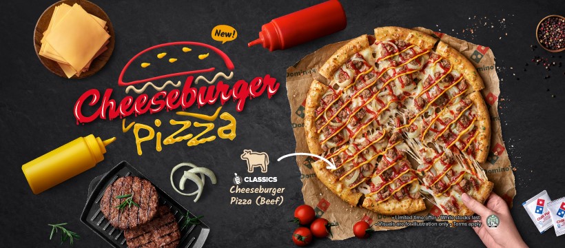 It’s a cheeseburger… It’s a pizza… It’s a Cheeseburger Pizza! Savour the best of both worlds with Domino’s latest creation! - Alvinology