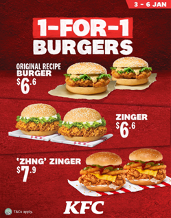 KFC Singapore starts the new year right with the return of 1-for-1 Burger or Zinger Deal! KFC Singapore starts the new year right with the return of 1-for-1 Burger or Zinger Deal! - Alvinology