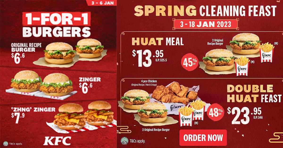 KFC Singapore starts the new year right with the return of 1-for-1 Burger or Zinger Deal! - Alvinology
