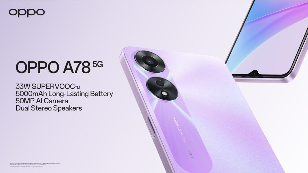 The new OPPO A78 5G will hit the shelves on 4 February and it comes with 5,000mAh large battery with 33W SUPERVOOC charging capability - Alvinology