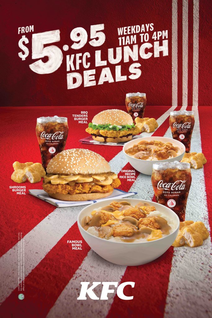 Say “I LOVE KFC LUNCH DEALS” at selected KFC outlets on 1 March at lunchtime and receive a FREE KFC Shrooms Burger Lunch Meal! First 100 only! - Alvinology