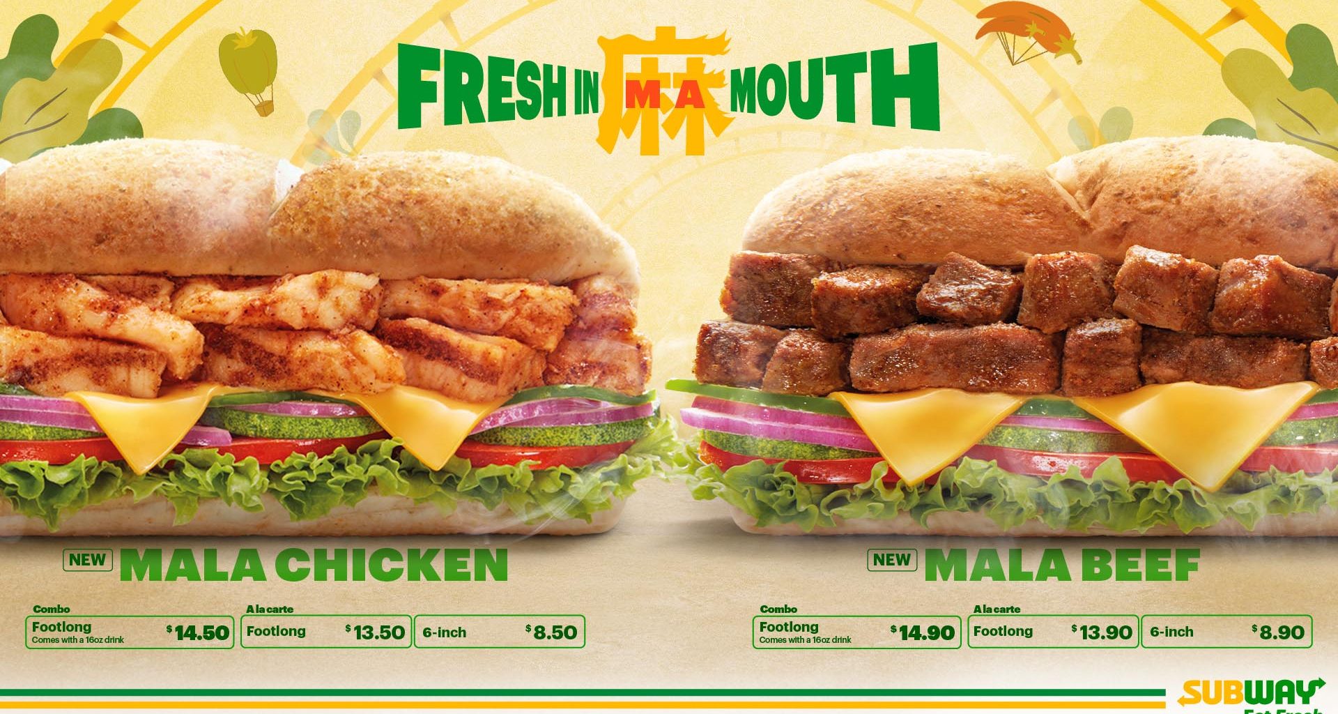 Your favourite Mala flavours are now available on Subway – the all-new Mala Chicken and Beef Subs! - Alvinology