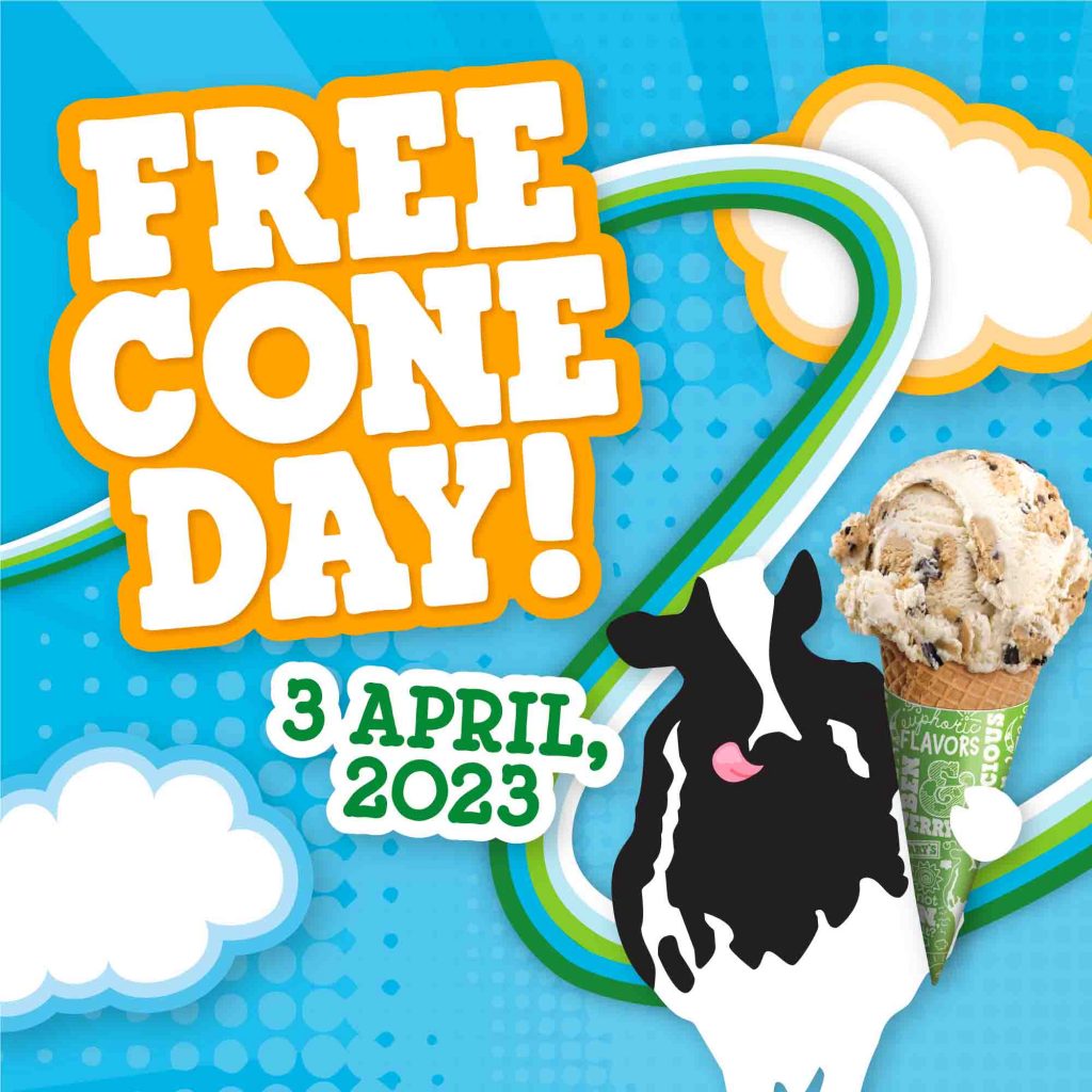 Ben & Jerry's FREE CONE DAY is back! Don’t miss a scoop this 3 April at the Scoop Shop in Vivo City! - Alvinology