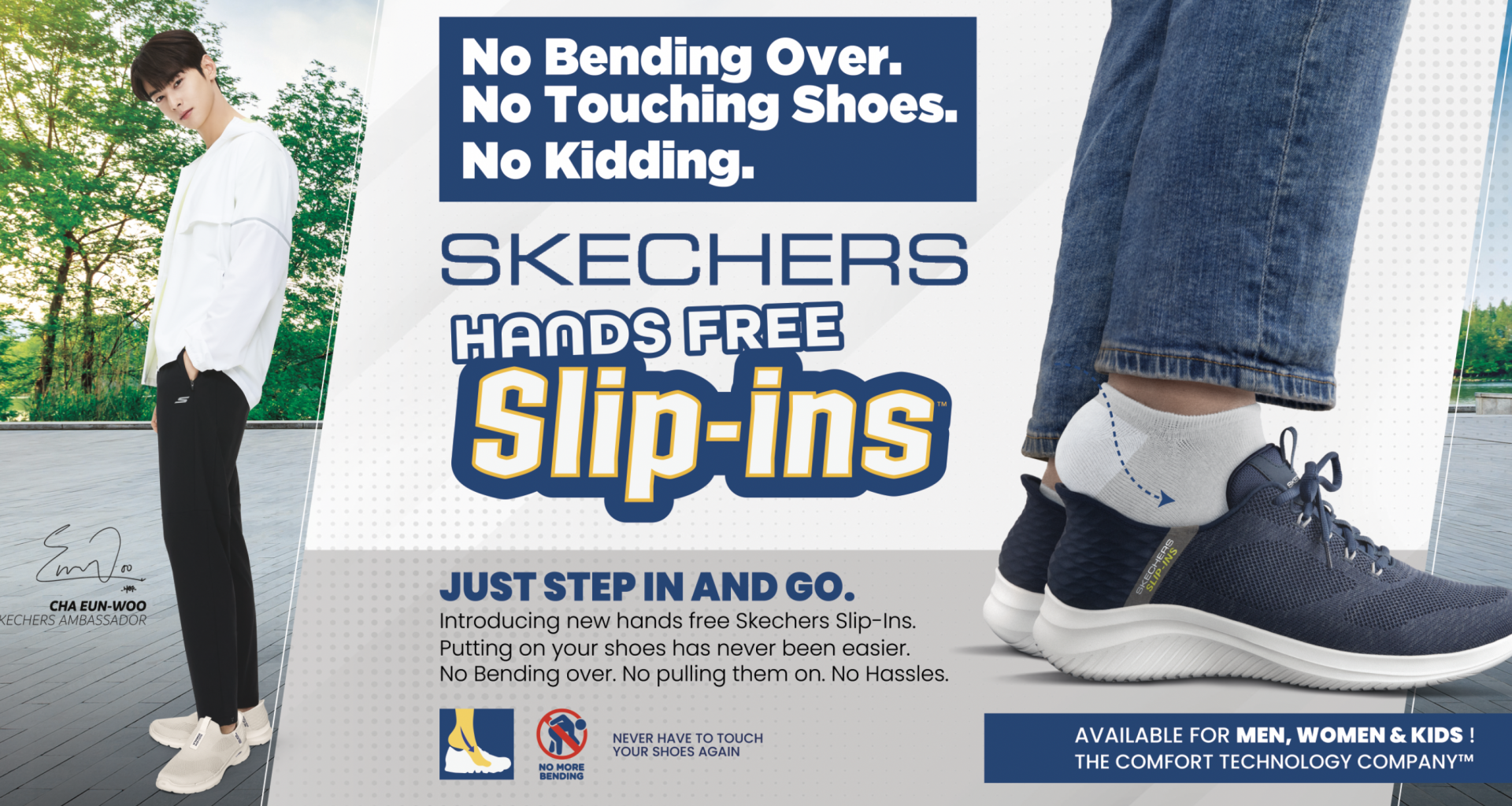 Celebrate “Cha Eun-woo Day” on 30 March by walking in comfort and style in the Skechers California Pack and Skechers Hands Free Slip-ins - Alvinology