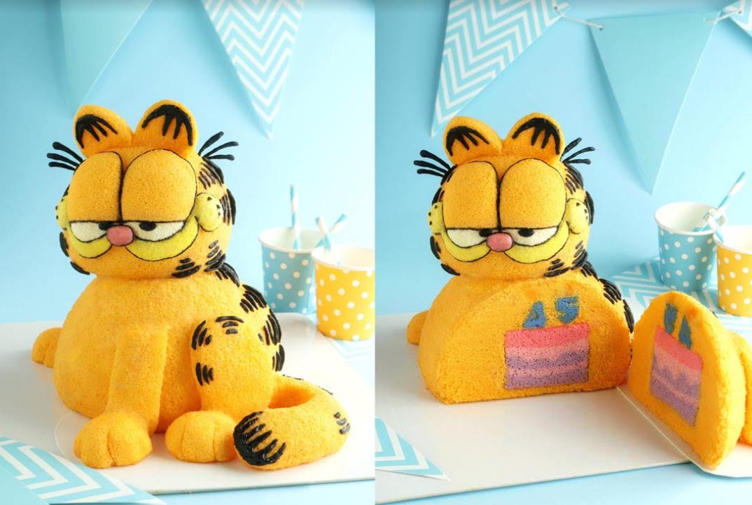 Garfield celebrates 45th birthday with an adorable custom 3D chiffon cake! - Alvinology