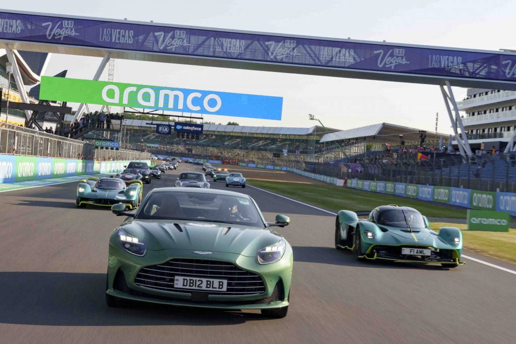 110 Aston Martin cars take to the British Grand Prix in celebration of the brand’s 110th anniversary - Alvinology