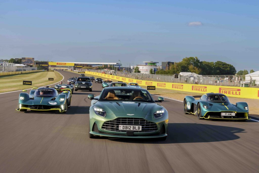 110 Aston Martin cars take to the British Grand Prix in celebration of the brand’s 110th anniversary - Alvinology