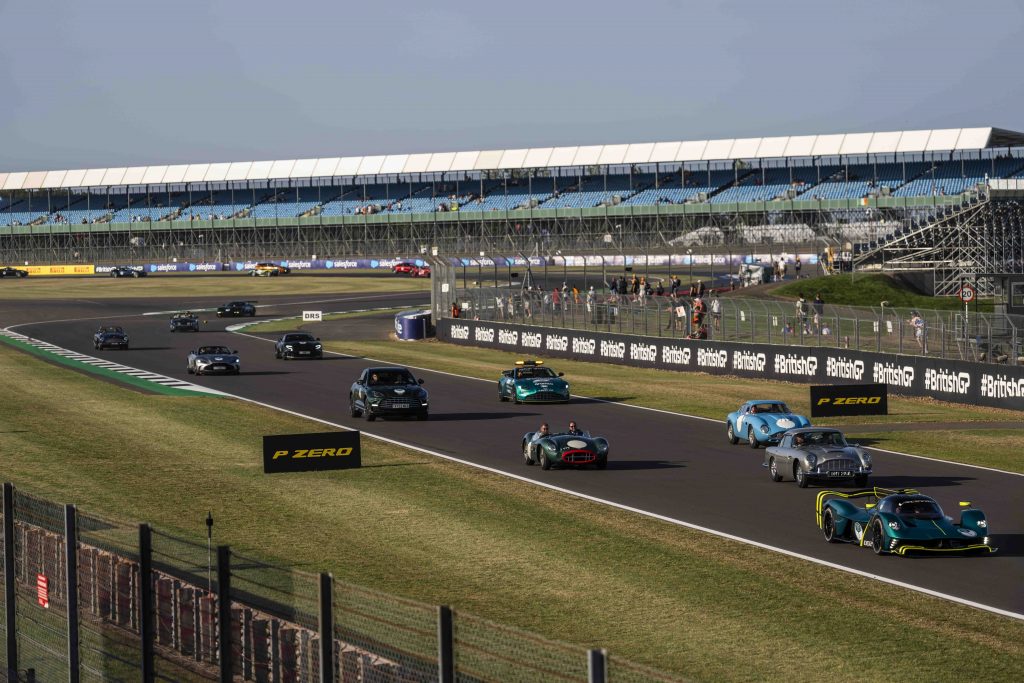 110 Aston Martin cars take to the British Grand Prix in celebration of the brand’s 110th anniversary - Alvinology