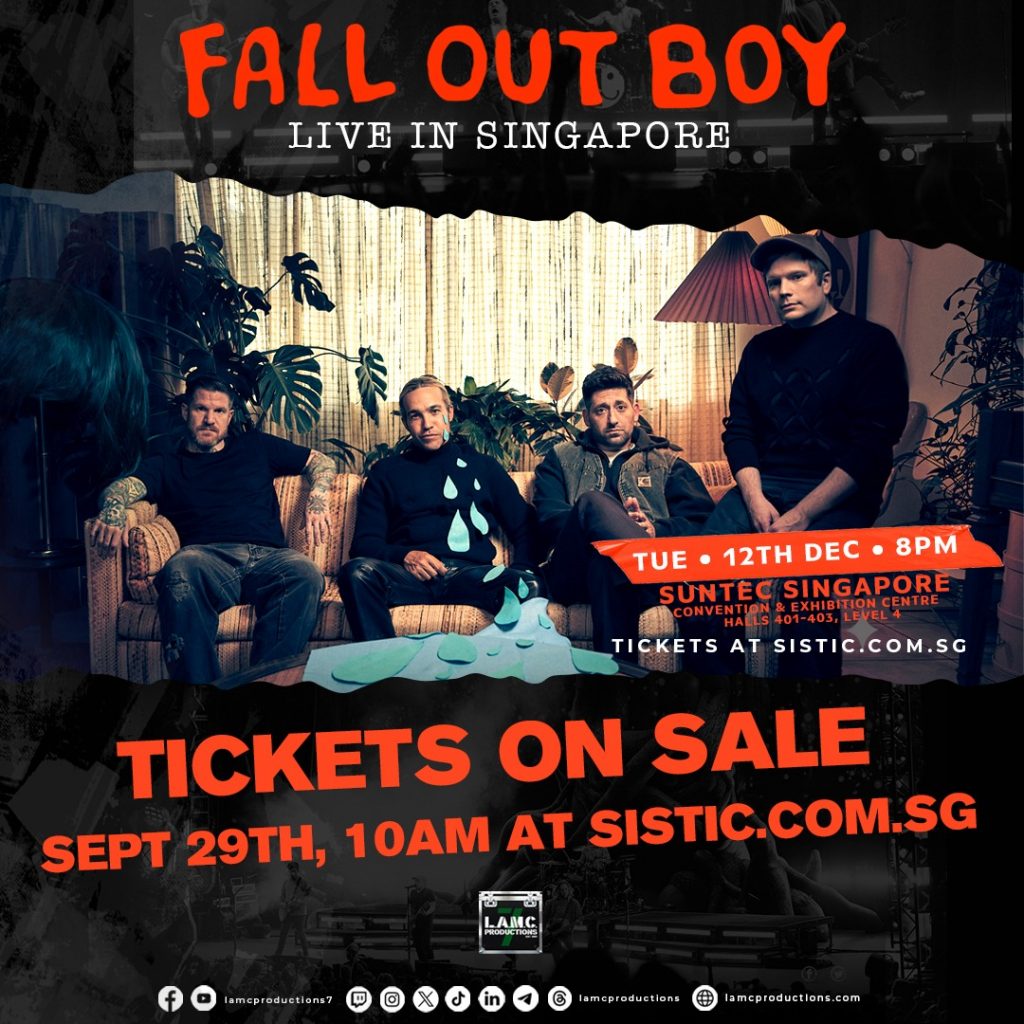 Fall Out Boy is returning to Singapore! Tickets to go on sale this 29 September! - Alvinology