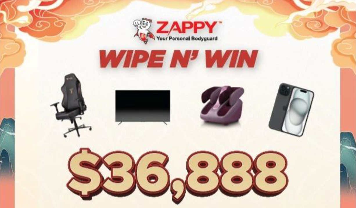 WIN Close to $40,000 worth of prizes at Zappy's Chinese New Year 'Wipe n' Win' Campaign - Alvinology