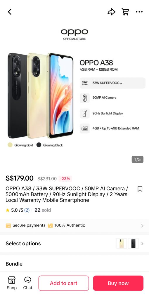 OPPO’s Official TikTok Store Reveals Major Price Cut in OPPO A38 4+128GB Smartphone; Now Only $179 - Alvinology