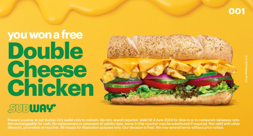 CLAIM FREE Subway Double Cheese Chicken Sub this 19 – 21 April just by Flashing Your Biggest Smile - Alvinology