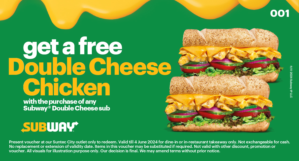CLAIM FREE Subway Double Cheese Chicken Sub this 19 – 21 April just by Flashing Your Biggest Smile - Alvinology