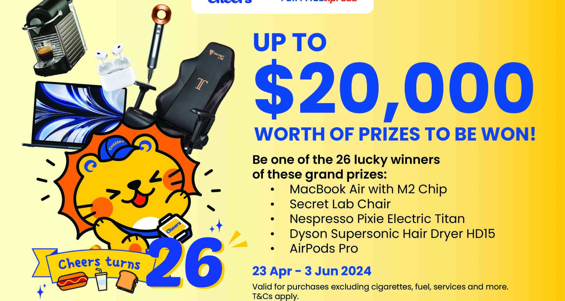 WIN up to $20,000 worth of prizes at Cheers' 26th Anniversary Exciting E-Lucky Draw - Alvinology