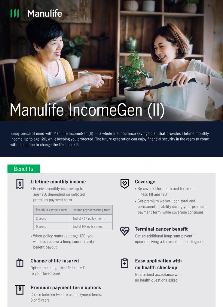 Manulife Singapore Enhances IncomeGen (II) for Enhanced Financial Security - Alvinology