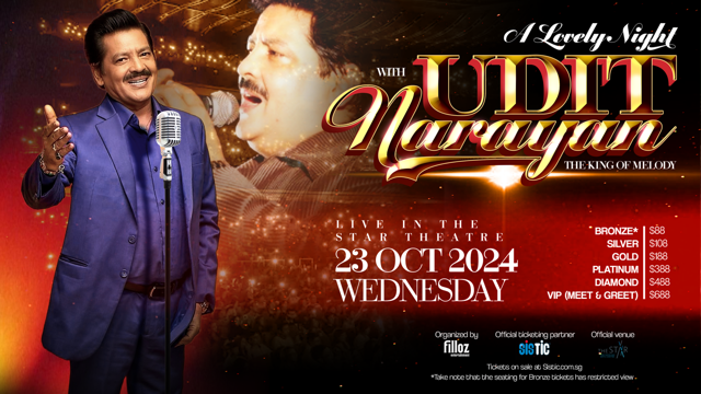 "A Lovely Night with Udit Narayan" to Light Up Star Theatre on 23 October 2024 - Alvinology