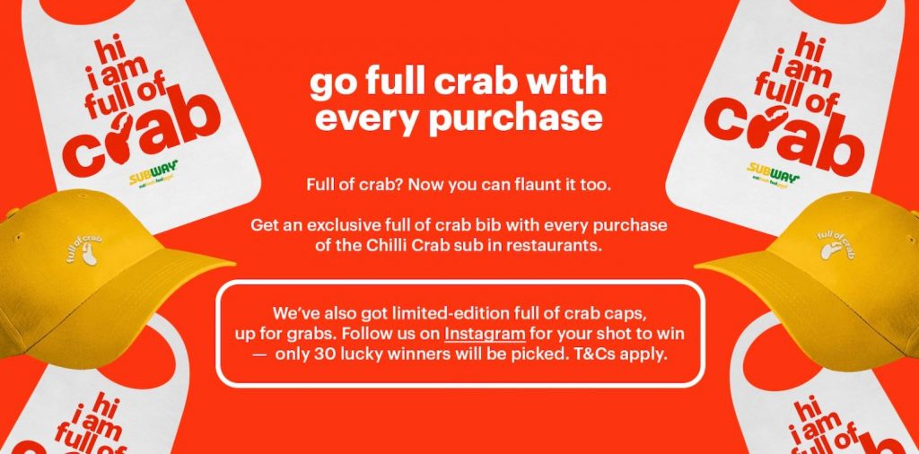 Subway Singapore Introduces Chilli Crab Sub for National Day: 100% Real Crab, Starting at $13.90 - Alvinology