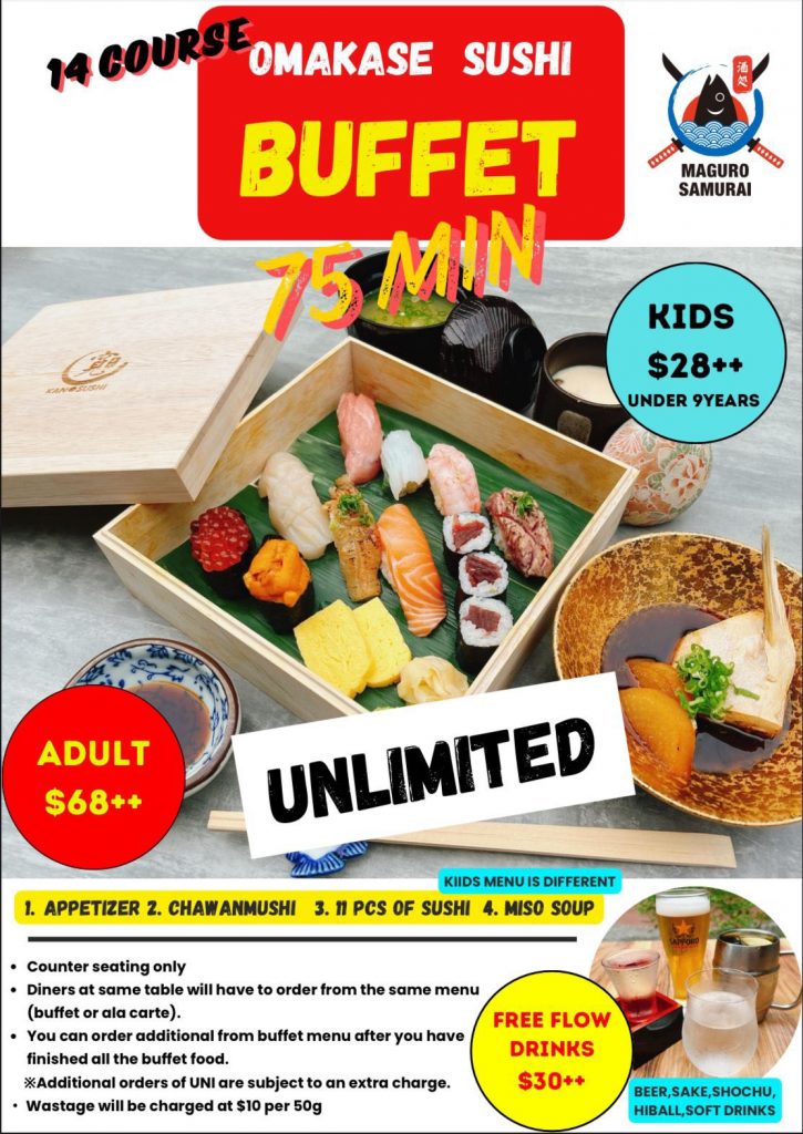 [Promotion] $68 All-you-can-eat Sushi Buffet at Maguro Samurai at Robertson Quay, Including Fatty Tuna and Tuna Cheek - Alvinology