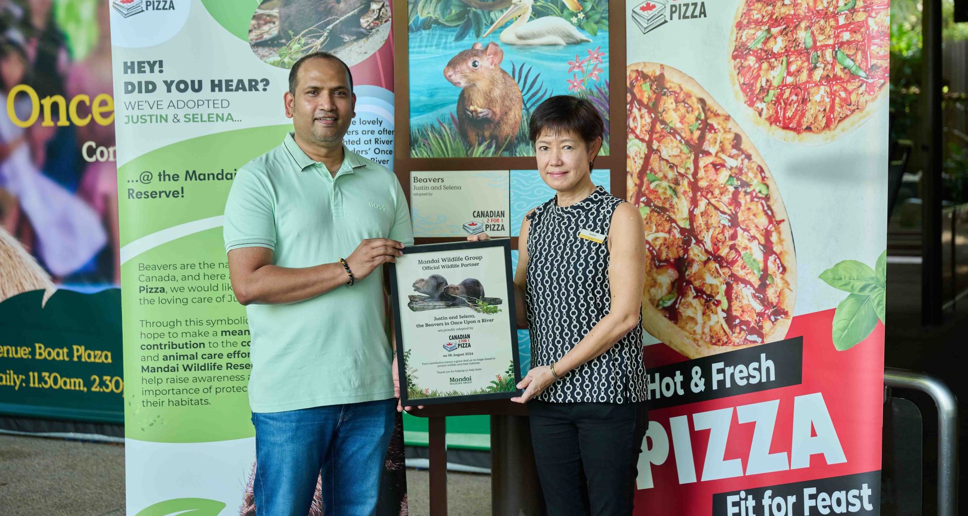 Canadian 2 For 1 Pizza Adopts Beavers, Justin and Selena, at Mandai Wildlife Reserve - Alvinology
