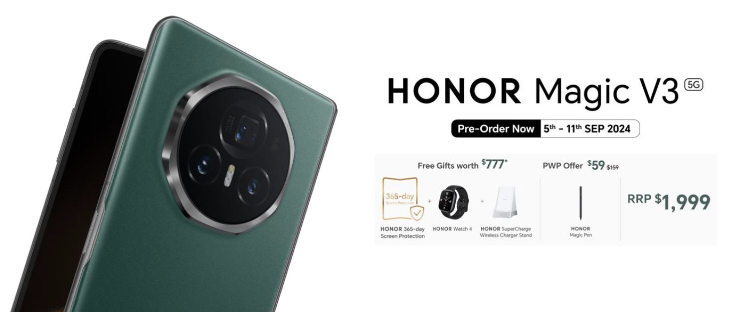 HONOR Magic V3 Launches in Singapore: Pre-Order Now and Enjoy Exclusive Gifts Worth $777 - Alvinology