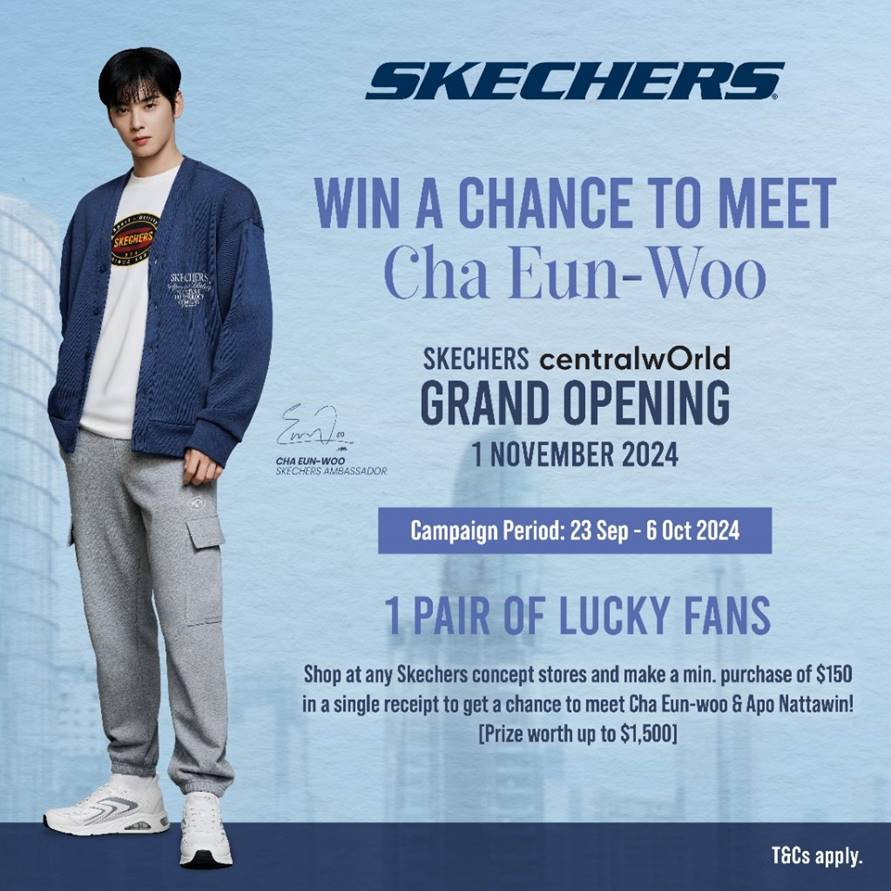 Win a VIP Experience with Cha Eun-woo and Apo Nattawin at Skechers centralwOrld Grand Opening - Alvinology