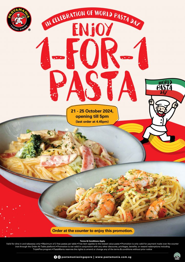 PastaMania Celebrates World Pasta Day with 1-for-1 Pasta Deals - Alvinology