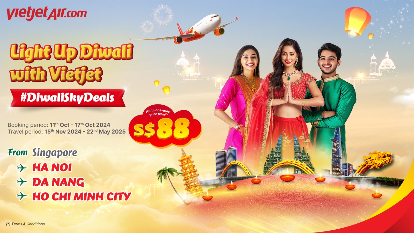 Celebrate Deepavali with Vietjet’s Diwali Sky Deals – Fares from SGD 88 - Alvinology