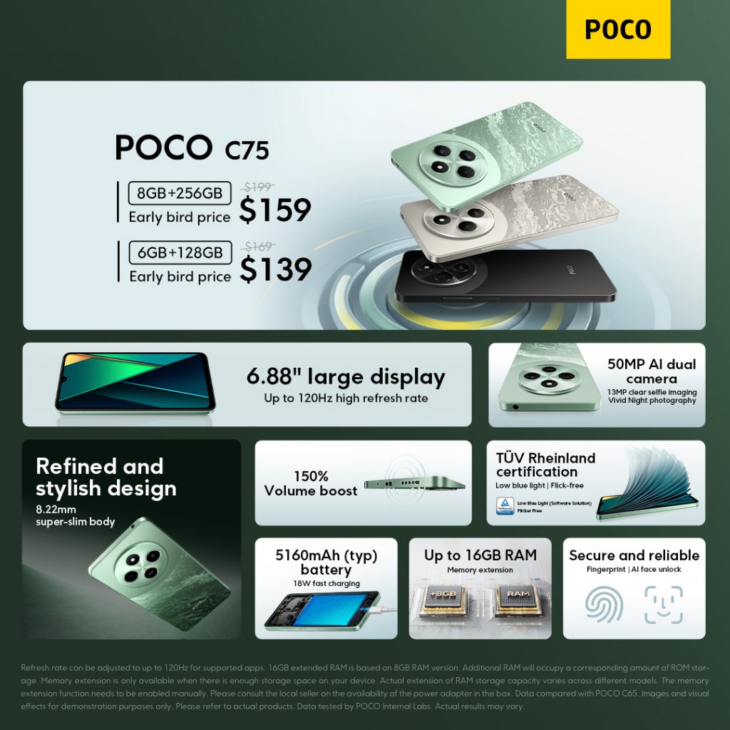POCO C75: Nature-Inspired Elegance Meets Immersive Display - Alvinology
