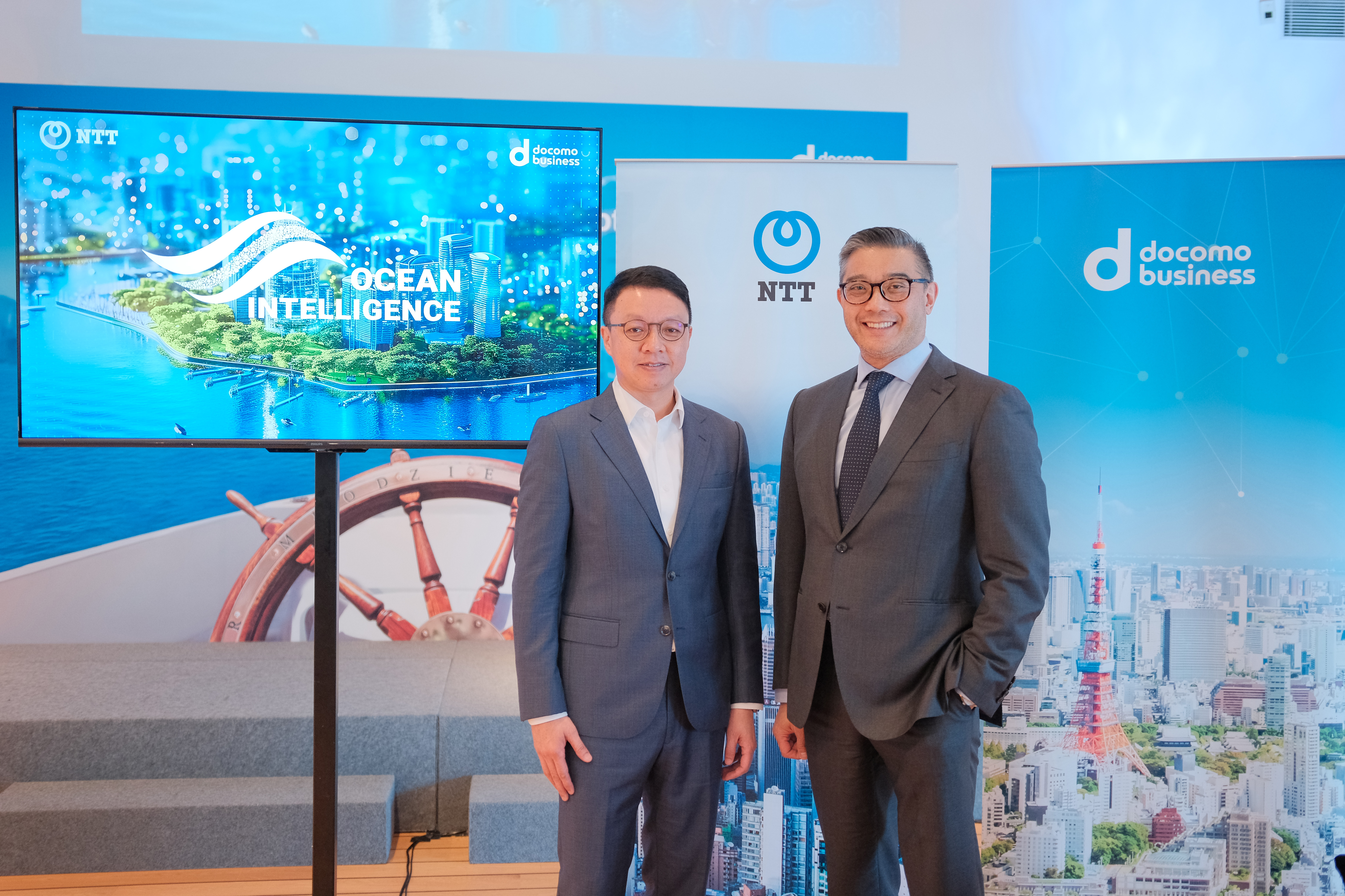 NTT Sparks Smart Building Revolution with New OCEAN Intelligence™ Platform in Hong Kong The photo features Steven So, Senior Vice President, NTT Com Asia (left) and Stephen Tsang, Chief Revenue Officer, NTT Com Asia (right).