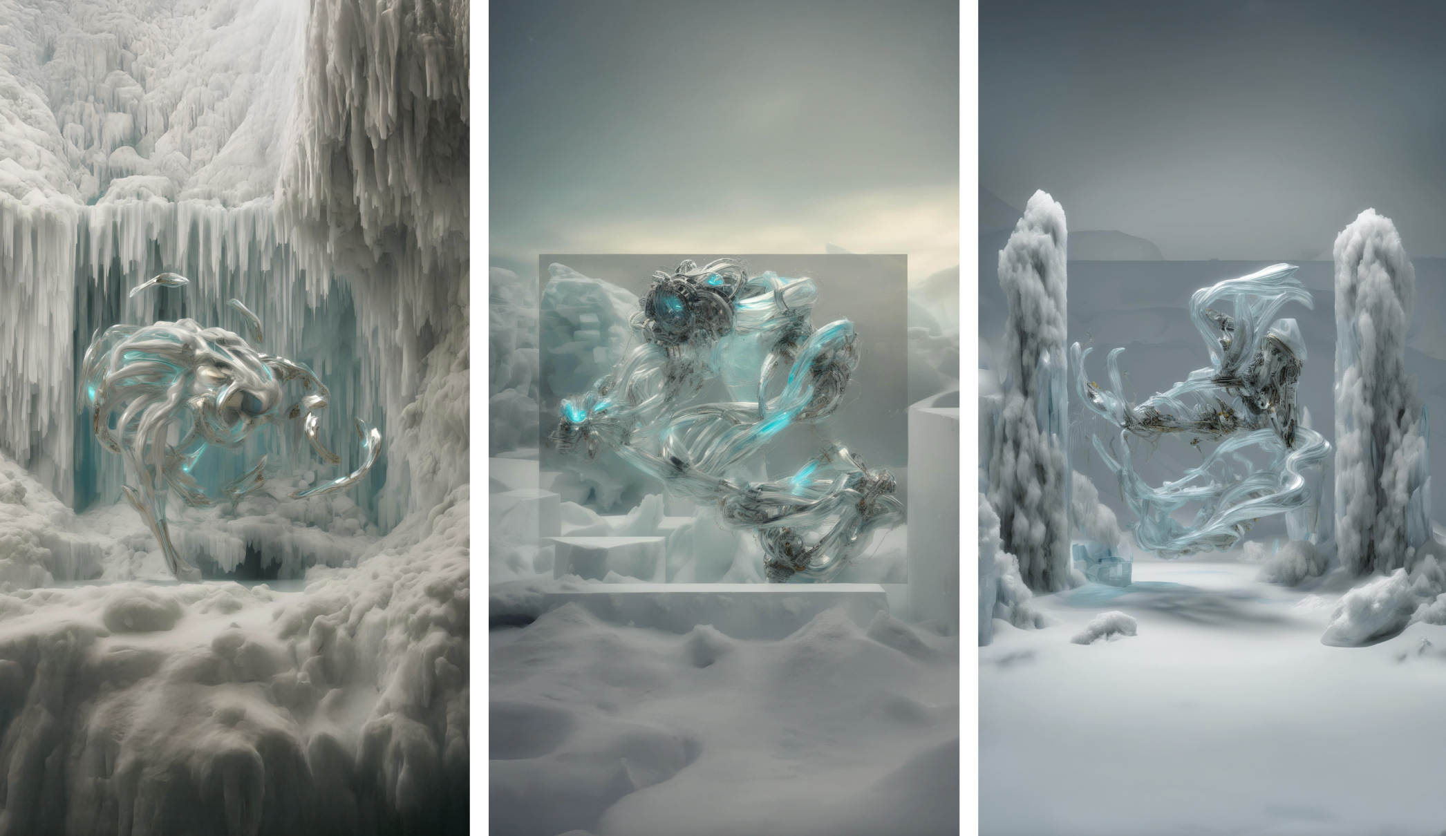 Sougwen Chung 'Body Machine (Meridians) - Glacial Biome series, 2025. (Courtesy of the Artist & HOFA)